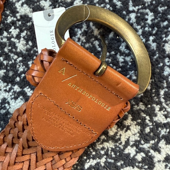 NWT Anthropologie Brown Woven Belt with Gold Buckle - Picture 2 of 6